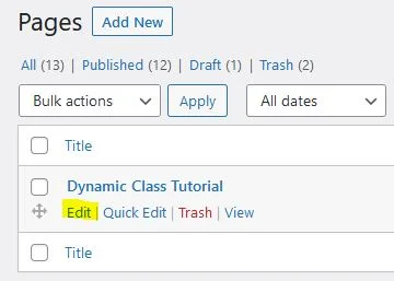edit wordpress page