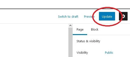 update wordpress page