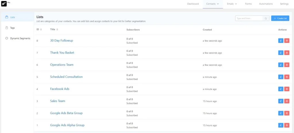 example of crm list